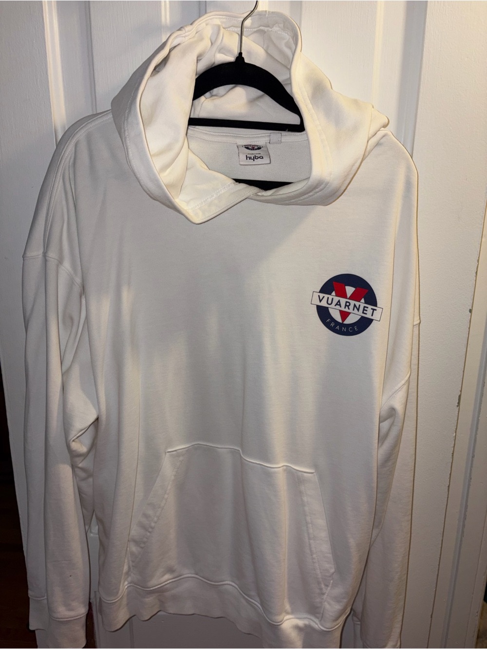 Vuarnet White Hoodie with Navy and Red Badge